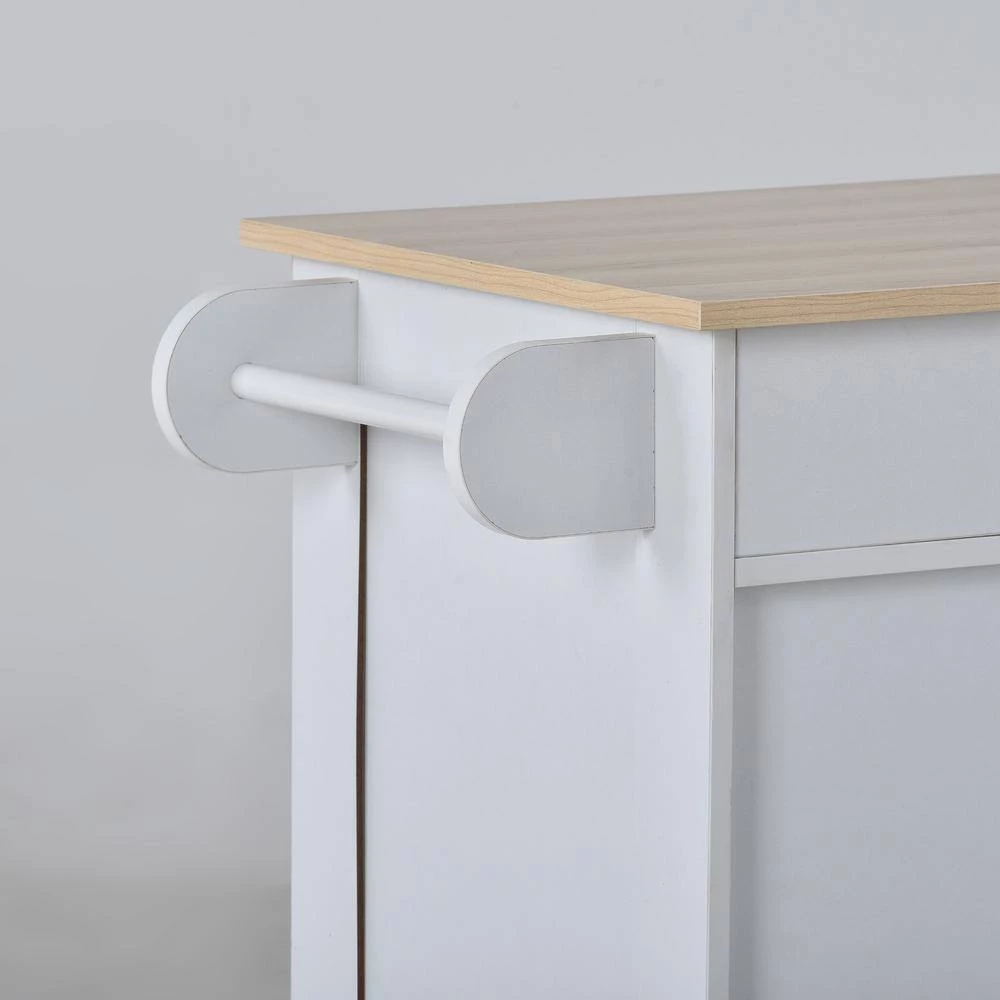 White Kitchen Cart with 2 Storage Cabinets, 4 Locking Wheels, Wine Rack, 2 Drawers, Spice Rack and Towel Rack by Polibi 9 White Kitchen Cart with 2 Storage Cabinets, 4 Locking Wheels, Wine Rack, 2 Drawers, Spice Rack and Towel Rack by Polibi - Image 7