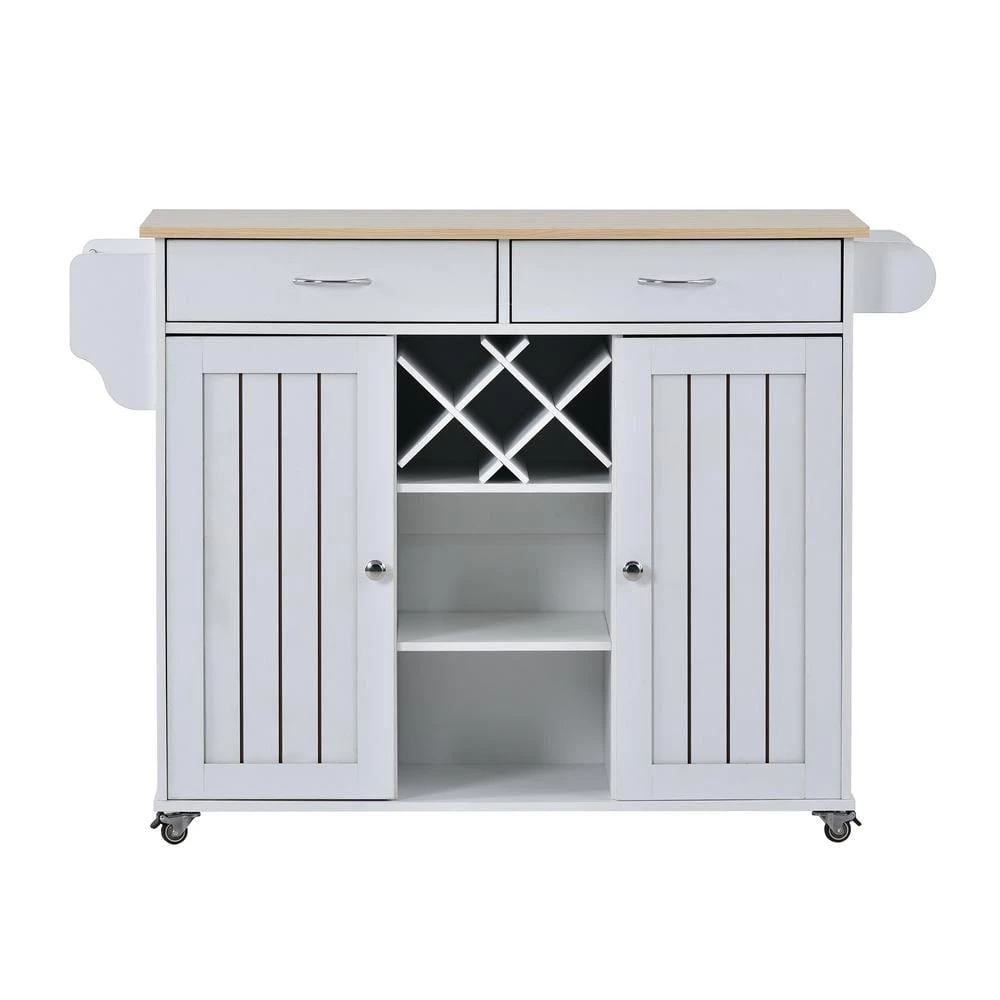 White Kitchen Cart with 2 Storage Cabinets, 4 Locking Wheels, Wine Rack, 2 Drawers, Spice Rack and Towel Rack by Polibi 3 White Kitchen Cart with 2 Storage Cabinets, 4 Locking Wheels, Wine Rack, 2 Drawers, Spice Rack and Towel Rack by Polibi