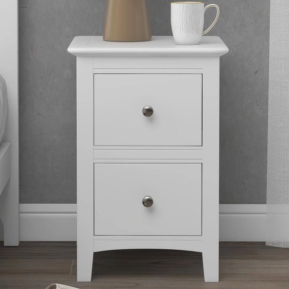 Chic White Solid Wood Nightstand End Table with 2-Drawers (12.2 in. L x 14.1 in. W x 22.24 in. H) by Polibi 10 Chic White Solid Wood Nightstand End Table with 2-Drawers (12.2 in. L x 14.1 in. W x 22.24 in. H) by Polibi - Image 8