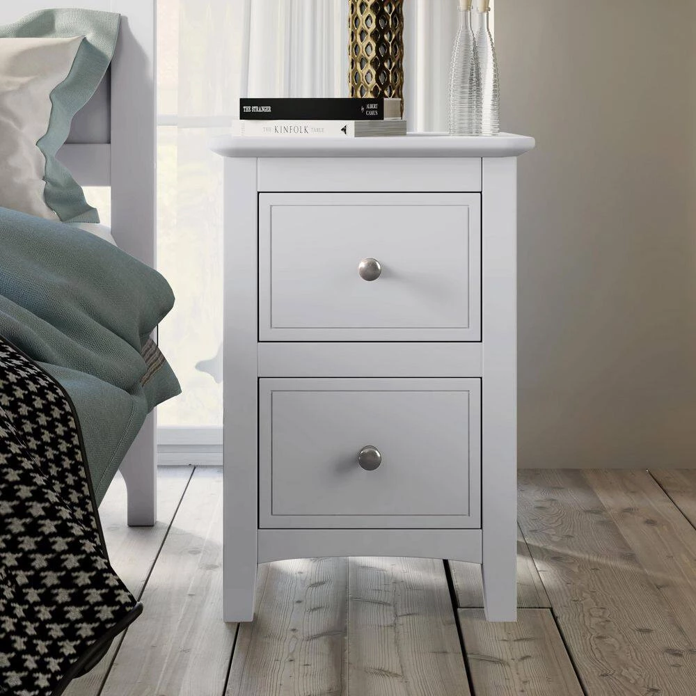 Chic White Solid Wood Nightstand End Table with 2-Drawers (12.2 in. L x 14.1 in. W x 22.24 in. H) by Polibi 9 Chic White Solid Wood Nightstand End Table with 2-Drawers (12.2 in. L x 14.1 in. W x 22.24 in. H) by Polibi - Image 7