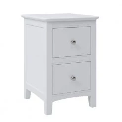 Chic White Solid Wood Nightstand End Table with 2-Drawers (12.2 in. L x 14.1 in. W x 22.24 in. H) by Polibi