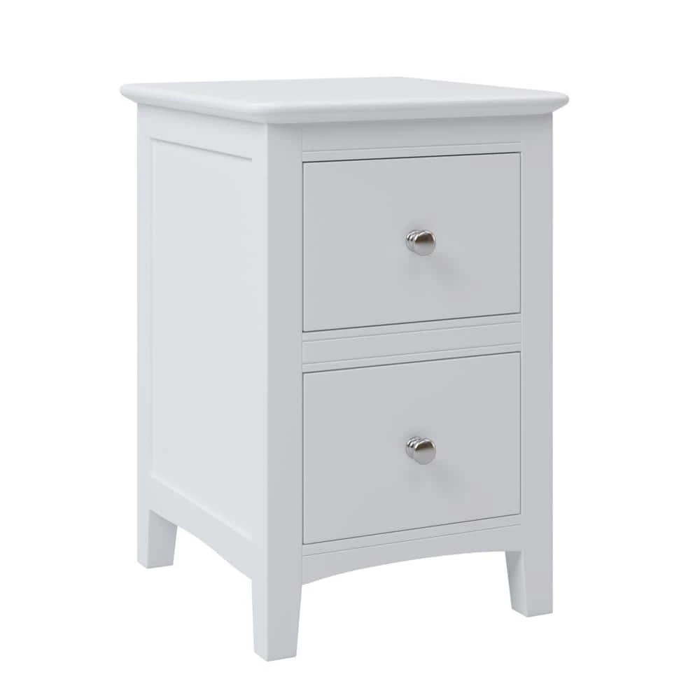 Chic White Solid Wood Nightstand End Table with 2-Drawers (12.2 in. L x 14.1 in. W x 22.24 in. H) by Polibi 3 Chic White Solid Wood Nightstand End Table with 2-Drawers (12.2 in. L x 14.1 in. W x 22.24 in. H) by Polibi