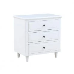 Modern White 3-Drawer Exquisite Solid Wood Cabinet Nightstand (28.1 in. H x 27.9 in. W x 16.9 in. D) by Polibi