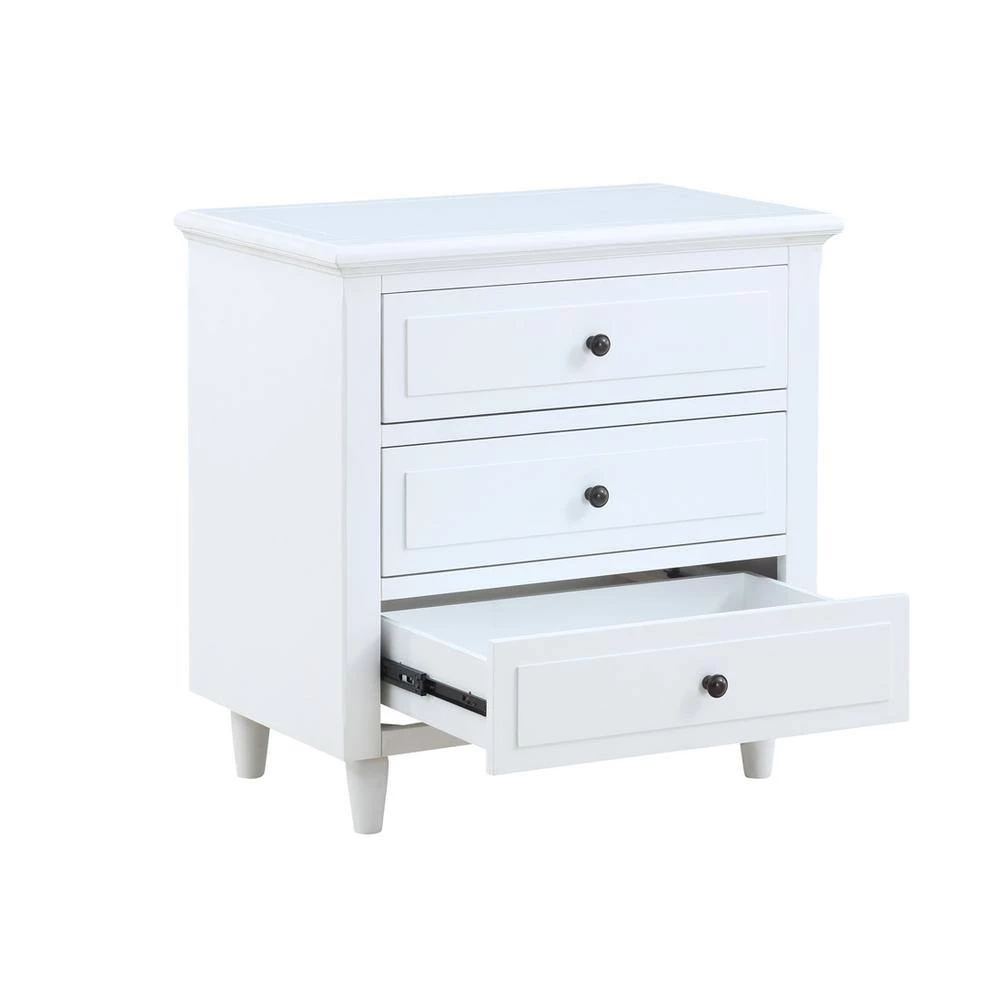 Modern White 3-Drawer Exquisite Solid Wood Cabinet Nightstand (28.1 in. H x 27.9 in. W x 16.9 in. D) by Polibi 7 Modern White 3-Drawer Exquisite Solid Wood Cabinet Nightstand (28.1 in. H x 27.9 in. W x 16.9 in. D) by Polibi - Image 5