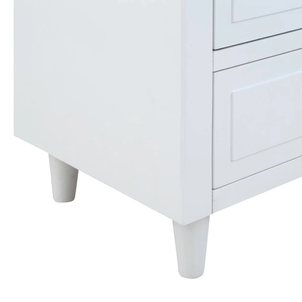 Modern White 3-Drawer Exquisite Solid Wood Cabinet Nightstand (28.1 in. H x 27.9 in. W x 16.9 in. D) by Polibi 8 Modern White 3-Drawer Exquisite Solid Wood Cabinet Nightstand (28.1 in. H x 27.9 in. W x 16.9 in. D) by Polibi - Image 6