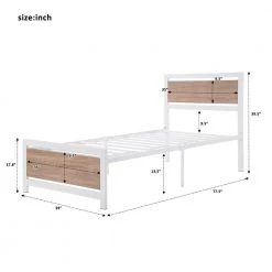 Metal and Wood Twin White Platform Bed with Headboard and Footboard 39 in. W x 39.5 in. H by Polibi -Cheap sumyeg Store white polibi platform beds rs mwbf w 40 1000
