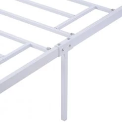 Metal and Wood Twin White Platform Bed with Headboard and Footboard 39 in. W x 39.5 in. H by Polibi -Cheap sumyeg Store white polibi platform beds rs mwbf w 44 1000