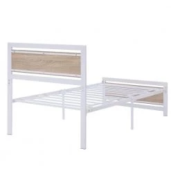 Metal and Wood Twin White Platform Bed with Headboard and Footboard 39 in. W x 39.5 in. H by Polibi -Cheap sumyeg Store white polibi platform beds rs mwbf w fa 1000