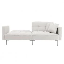 74.75 in. W White Square Arm Linen Upholstered Modern Convertible 2 Seat Sofa Bed with 2 Pillows by Polibi -Cheap sumyeg Store white polibi sofa beds mb osalsb w 4f 1000
