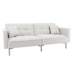 74.75 in. W White Square Arm Linen Upholstered Modern Convertible 2 Seat Sofa Bed with 2 Pillows by Polibi -Cheap sumyeg Store white polibi sofa beds mb osalsb w c3 1000