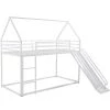 White Twin over Twin Playhouse Bunk Bed with Ladder and Slide(76.5''L x 40.5''W x 71''H) by Polibi 1 White Twin over Twin Playhouse Bunk Bed with Ladder and Slide(76.5''L x 40.5''W x 71''H) by Polibi -Cheap sumyeg Store white s polibi bunk beds rs bttpbb ws 64 1000