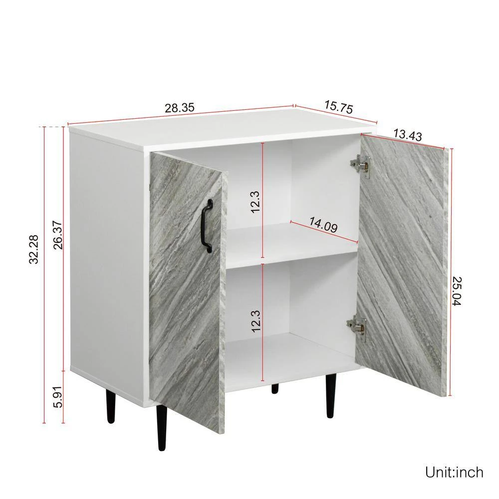 Freestanding Modern White Buffet Cabinet Sideboard Storage Cabinet Entryway Floor Cabinet with 2-Doors by sumyeg 9 Freestanding Modern White Buffet Cabinet Sideboard Storage Cabinet Entryway Floor Cabinet with 2-Doors by sumyeg - Image 8