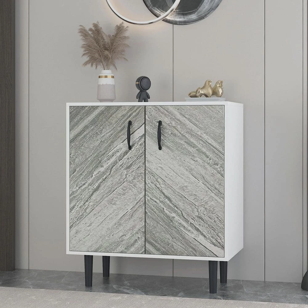Freestanding Modern White Buffet Cabinet Sideboard Storage Cabinet Entryway Floor Cabinet with 2-Doors by sumyeg 3 Freestanding Modern White Buffet Cabinet Sideboard Storage Cabinet Entryway Floor Cabinet with 2-Doors by sumyeg - Image 2