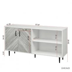 Freestanding White Buffet Cabinet Sideboard Storage Cabinet Entryway Floor Cabinet with 2-Doors and 3-Open shelgves by sumyeg -Cheap sumyeg Store white sumyeg accent cabinets sg 331jf6332 44 1000