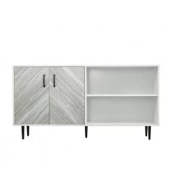 Freestanding White Buffet Cabinet Sideboard Storage Cabinet Entryway Floor Cabinet with 2-Doors and 3-Open shelgves by sumyeg