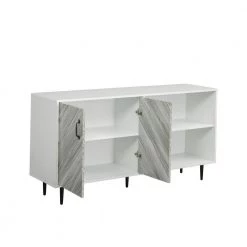 Freestanding White Buffet Cabinet Sideboard Storage Cabinet Entryway Floor Cabinet with 2-Doors and 3-Open shelgves by sumyeg -Cheap sumyeg Store white sumyeg accent cabinets sg 331jf6332 77 1000