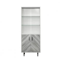 Freestanding Buffet Cabinet Sideboard Entryway Floor Cabinet with 2-Doors and 3-Open shelves for Living Room by sumyeg