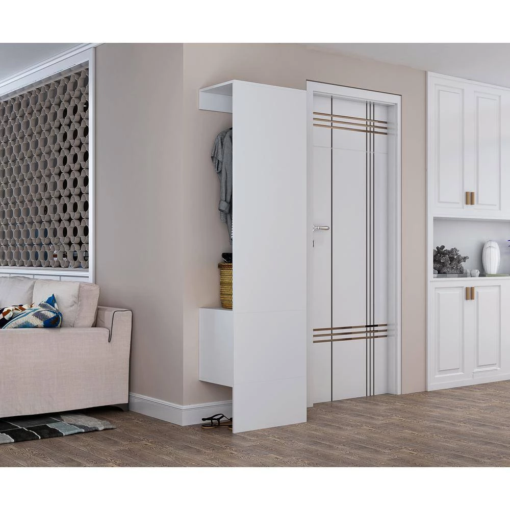 20.5 x 13.8 x 76 in. White Wood Armoire Open Wardrobe Closet Organize with Drawers by sumyeg 9 20.5 x 13.8 x 76 in. White Wood Armoire Open Wardrobe Closet Organize with Drawers by sumyeg - Image 7