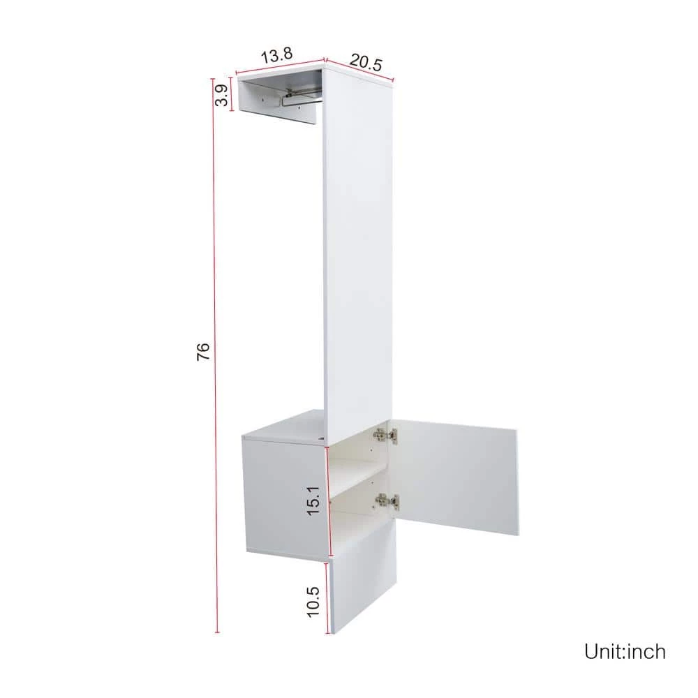 20.5 x 13.8 x 76 in. White Wood Armoire Open Wardrobe Closet Organize with Drawers by sumyeg 4 20.5 x 13.8 x 76 in. White Wood Armoire Open Wardrobe Closet Organize with Drawers by sumyeg - Image 2