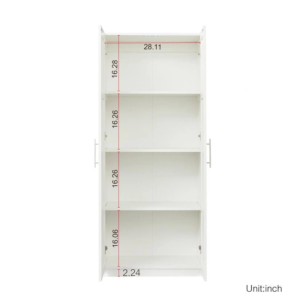 29.53 in. x 15.75 in. x 70.87 in. White Wood Armoires Wardrobe Kitchen Cabinet with 2-Doors and 3-Partitions by sumyeg 8 29.53 in. x 15.75 in. x 70.87 in. White Wood Armoires Wardrobe Kitchen Cabinet with 2-Doors and 3-Partitions by sumyeg - Image 7