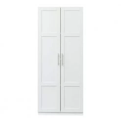 29.53 in. x 15.75 in. x 70.87 in. White Wood Armoires Wardrobe Kitchen Cabinet with 2-Doors and 3-Partitions by sumyeg