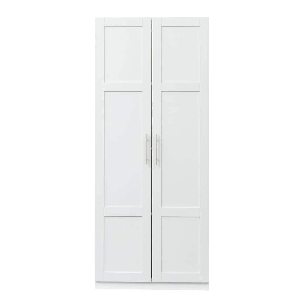 29.53 in. x 15.75 in. x 70.87 in. White Wood Armoires Wardrobe Kitchen Cabinet with 2-Doors and 3-Partitions by sumyeg 2 29.53 in. x 15.75 in. x 70.87 in. White Wood Armoires Wardrobe Kitchen Cabinet with 2-Doors and 3-Partitions by sumyeg