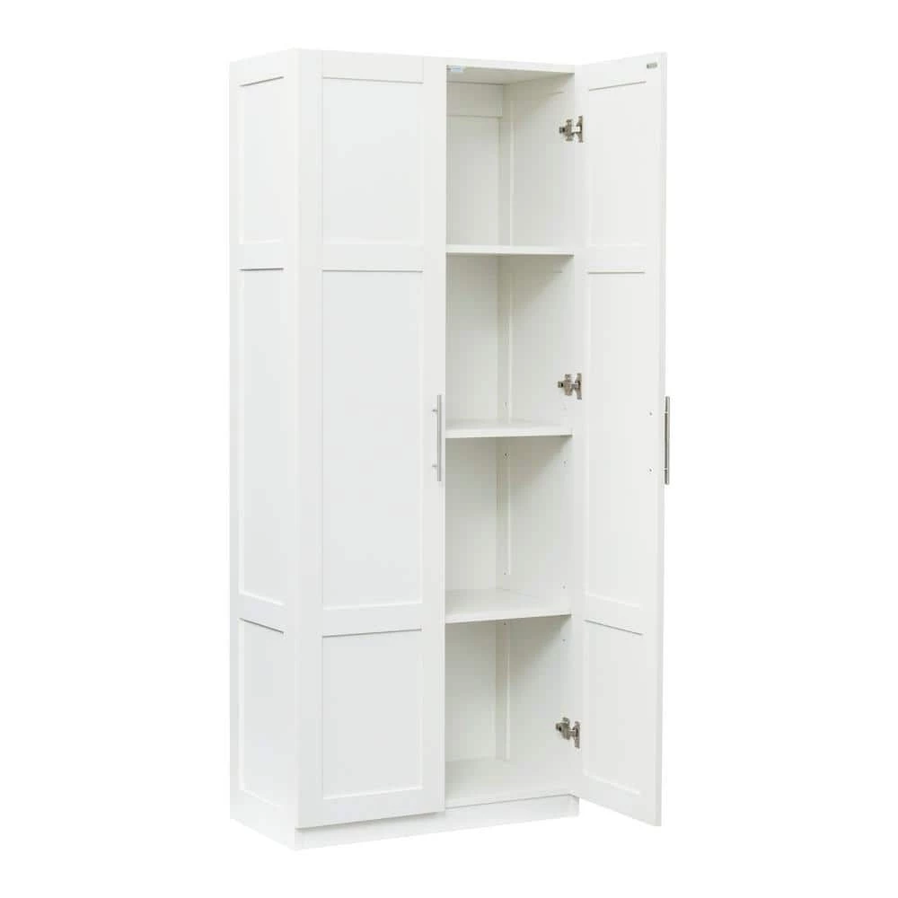 29.53 in. x 15.75 in. x 70.87 in. White Wood Armoires Wardrobe Kitchen Cabinet with 2-Doors and 3-Partitions by sumyeg 5 29.53 in. x 15.75 in. x 70.87 in. White Wood Armoires Wardrobe Kitchen Cabinet with 2-Doors and 3-Partitions by sumyeg - Image 4