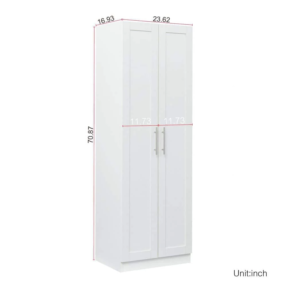 23.62 in. x 16.93 in. x 70.87 in. Wood White Armoires Wardrobe Kitchen Cabinet with 2-Doors and 4-Storage Spaces by sumyeg 7 23.62 in. x 16.93 in. x 70.87 in. Wood White Armoires Wardrobe Kitchen Cabinet with 2-Doors and 4-Storage Spaces by sumyeg - Image 5