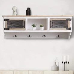 White Modern Wall Mounted Coat Rack Rectangular Entryway Coat with Storage Cubbies and 4-Hooks by sumyeg 10 White Modern Wall Mounted Coat Rack Rectangular Entryway Coat with Storage Cubbies and 4-Hooks by sumyeg -Cheap sumyeg Store white sumyeg coat racks su a56 c3 1000