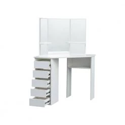 44.88 in. x 24.02 in. x 55.12 in. White Wooden Corner Dressing Table Makeup Desk Vanity Table 3-Fold Mirror 5-Drawers by sumyeg -Cheap sumyeg Store white sumyeg dressers sg 331jfs062 66 1000