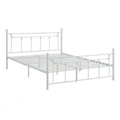 White Modern 63 in. Queen Metal Platform Bed Frame with Headboard by sumyeg