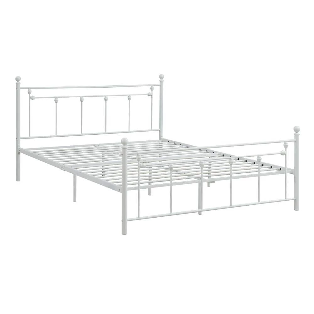 White Modern 63 in. Queen Metal Platform Bed Frame with Headboard by sumyeg 3 White Modern 63 in. Queen Metal Platform Bed Frame with Headboard by sumyeg