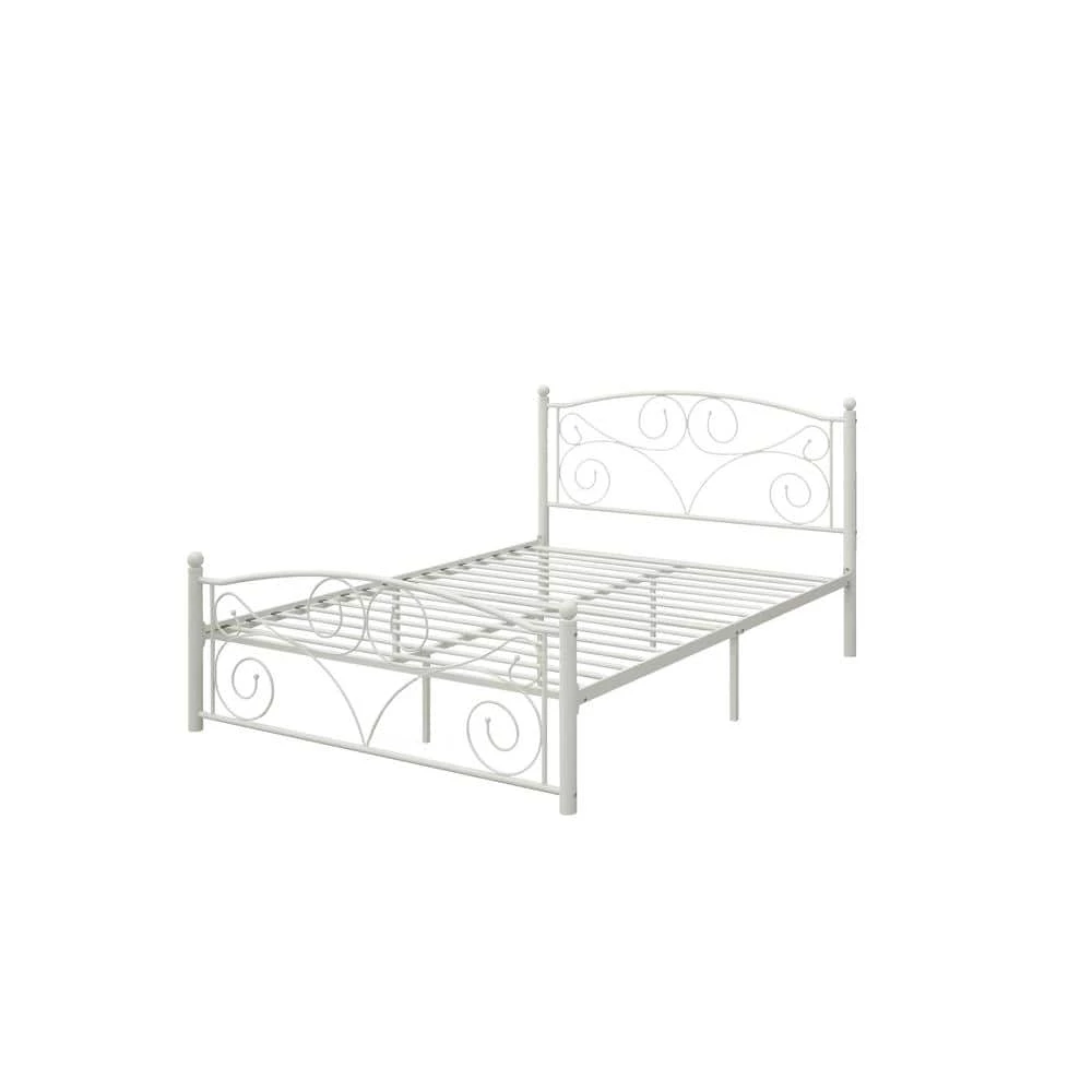 White Modern Full Size Metal Standard Platform Bed Frame with Headboard by sumyeg 3 White Modern Full Size Metal Standard Platform Bed Frame with Headboard by sumyeg