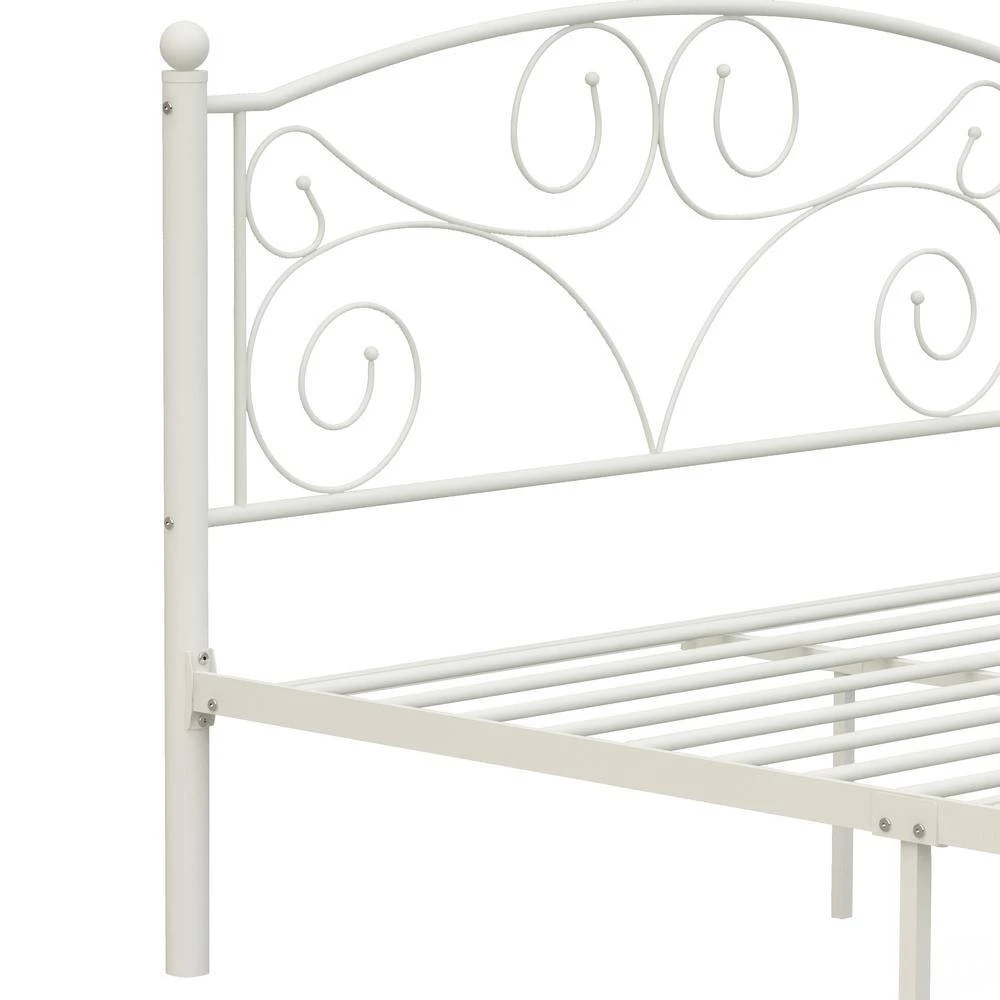 White Modern Full Size Metal Standard Platform Bed Frame with Headboard by sumyeg 5 White Modern Full Size Metal Standard Platform Bed Frame with Headboard by sumyeg - Image 3