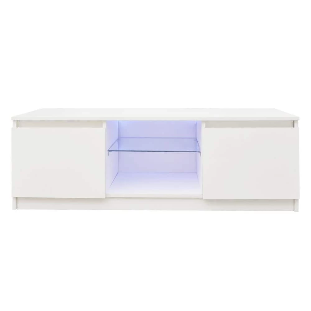 47 in. White LED TV Stand Cabinet Entertainment Center Media Console Table Fits TV's up to 55 in. with 2 Storage Drawers by sumyeg 3 47 in. White LED TV Stand Cabinet Entertainment Center Media Console Table Fits TV's up to 55 in. with 2 Storage Drawers by sumyeg