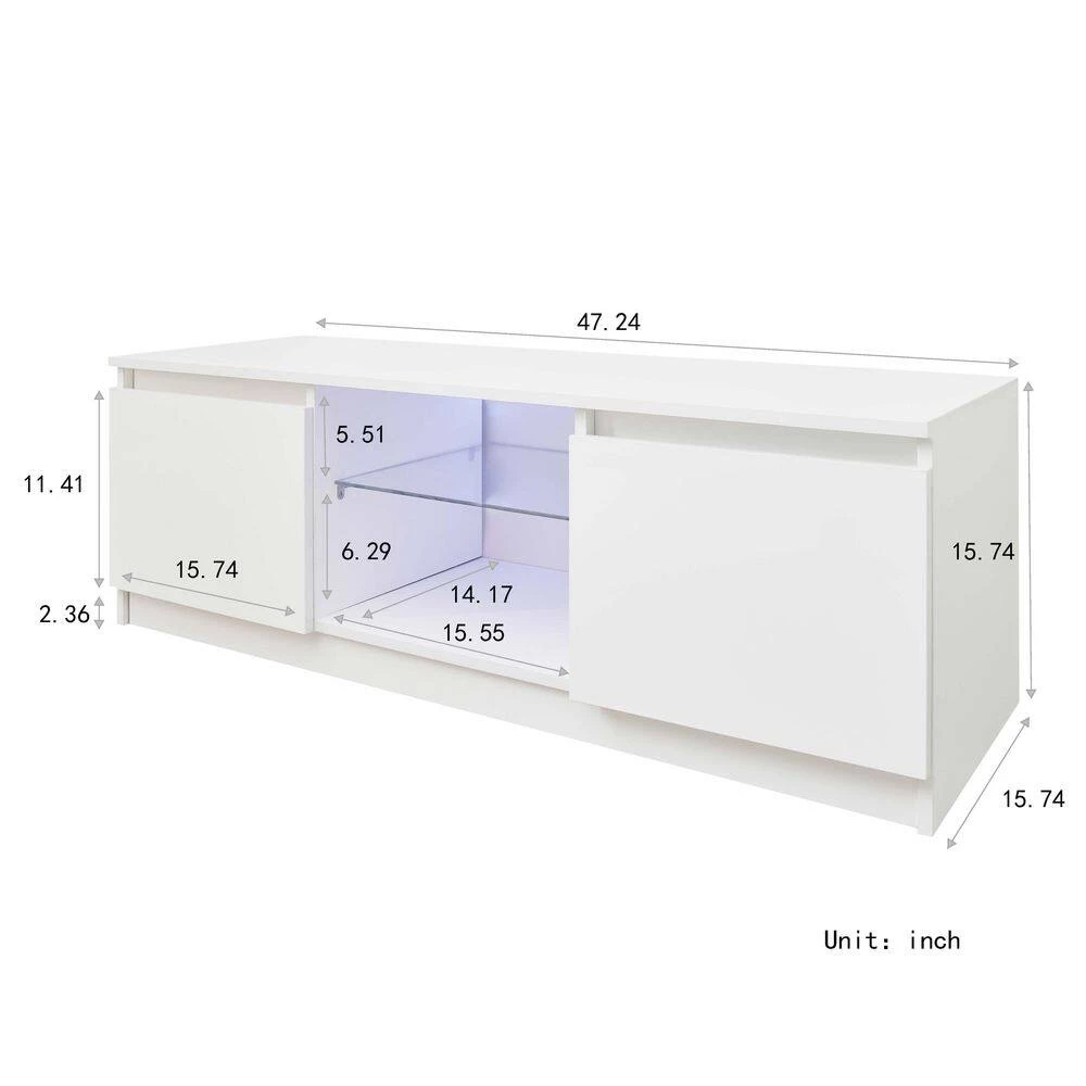 47 in. White LED TV Stand Cabinet Entertainment Center Media Console Table Fits TV's up to 55 in. with 2 Storage Drawers by sumyeg 15 47 in. White LED TV Stand Cabinet Entertainment Center Media Console Table Fits TV's up to 55 in. with 2 Storage Drawers by sumyeg - Image 13