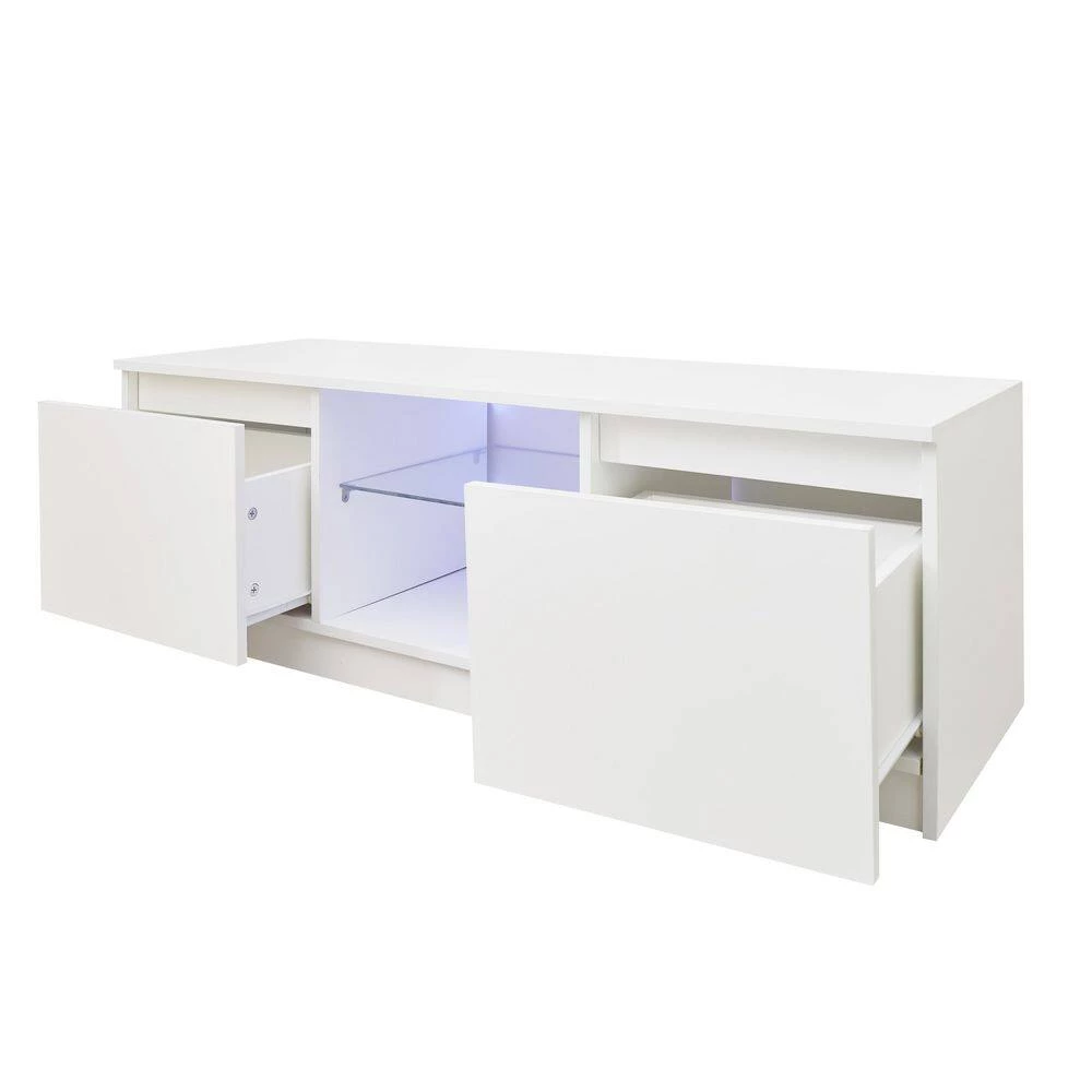 47 in. White LED TV Stand Cabinet Entertainment Center Media Console Table Fits TV's up to 55 in. with 2 Storage Drawers by sumyeg 10 47 in. White LED TV Stand Cabinet Entertainment Center Media Console Table Fits TV's up to 55 in. with 2 Storage Drawers by sumyeg - Image 8