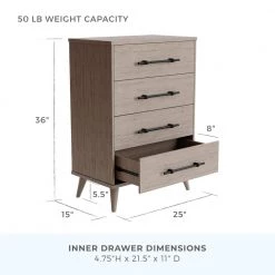 Emery 4-Drawer Wood Dresser (16 in. L x 25 in. W x 36 in. H) by Brookside 16 Emery 4-Drawer Wood Dresser (16 in. L x 25 in. W x 36 in. H) by Brookside -Cheap sumyeg Store wood brookside chest of drawers bs0001wa4d 40 1000