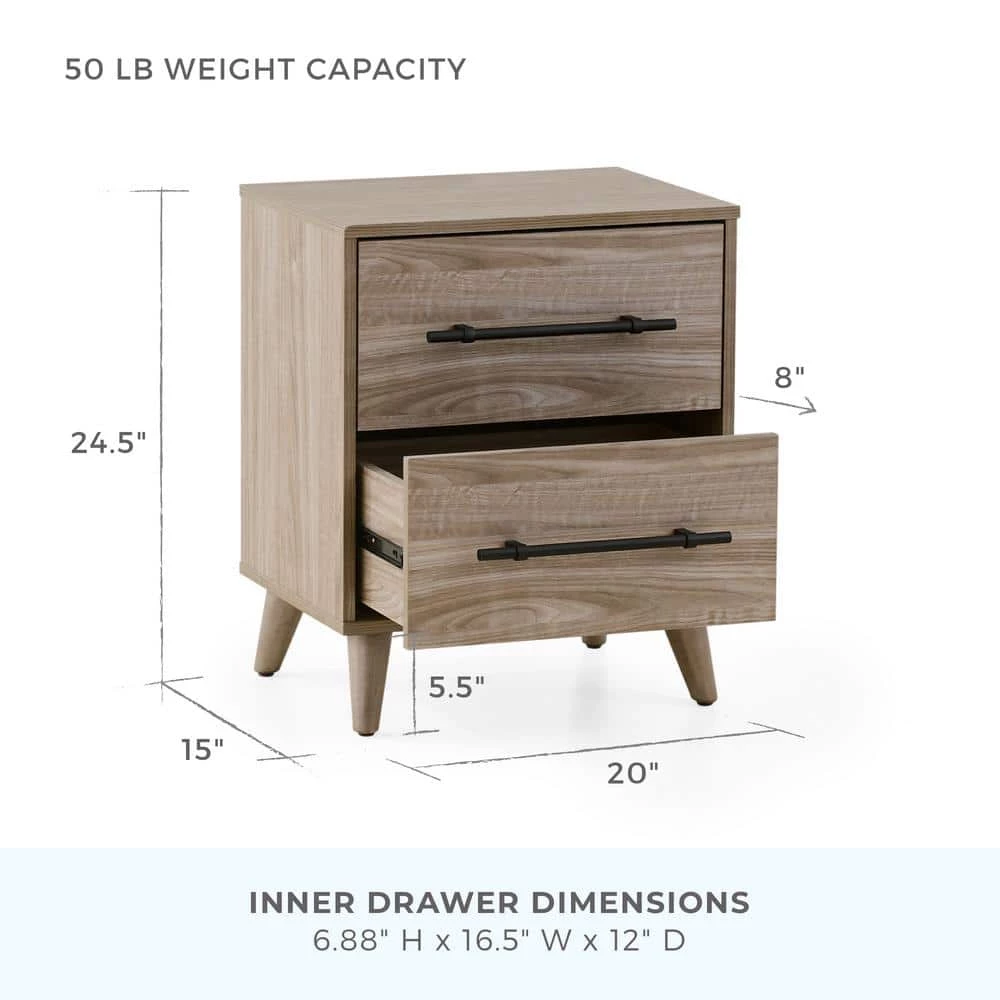 Emery 2-Drawer Wood Nightstand by Brookside 5 Emery 2-Drawer Wood Nightstand by Brookside - Image 3