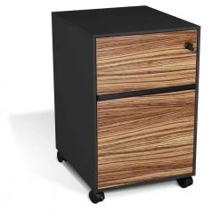 17 in. x 20 in. x 25 in. Zebrano / Black Mobile Pedestal File Cabinet with Central Locking by Nyhus